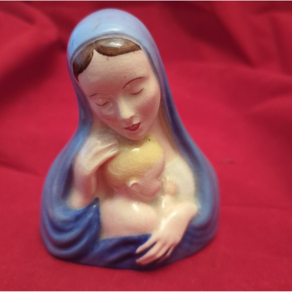 Virgin Mary and Child Ceramic Christian Statue Decorative Collectible Figure